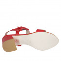 Sandalo da donna con fibbia in pelle rossa tacco 5 - Misure disponibili: 43