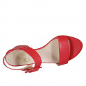 Woman's sandal with buckle in red leather heel 5 - Available sizes:  42, 43, 44, 45