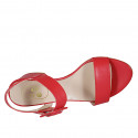 Woman's sandal with buckle in red leather heel 5 - Available sizes:  43