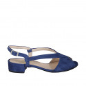 Woman's sandal in blue suede heel 2 - Available sizes:  32, 33