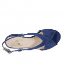 Woman's sandal in blue suede heel 2 - Available sizes:  32, 33