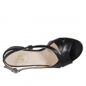 Sandale en cuir noir talon 2 - Pointures disponibles:  32, 33, 34, 43, 44, 45