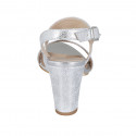 Sandalo da donna in pelle laminata argento tacco 8 - Misure disponibili: 44