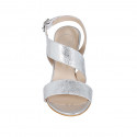 Sandale pour femmes en cuir lamé argent talon 8 - Pointures disponibles:  34, 44, 45