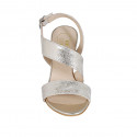 Sandale pour femmes en cuir lamé platine talon 8 - Pointures disponibles:  43, 44
