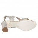 Sandalo da donna in pelle laminata platino tacco 8 - Misure disponibili: 43, 44