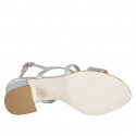 Woman's sandal in silver laminated and printed leather heel 5 - Available sizes:  32, 42, 43, 45