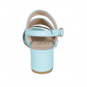 Woman's sandal in turquoise leather heel 5 - Available sizes:  32, 33, 34, 42