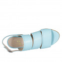 Sandale pour femmes en cuir turquoise talon 5 - Pointures disponibles:  32, 33, 34, 42