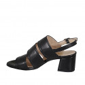 Sandalo da donna in pelle nera tacco 5 - Misure disponibili: 33, 42, 43, 44