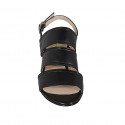 Woman's sandal in black leather heel 5 - Available sizes:  33, 42, 43, 44
