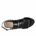Sandalo da donna in pelle nera tacco 5 - Misure disponibili: 33, 42, 43, 44