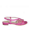 Sandale pour femmes avec strass en cuir et daim fuchsia talon 1 - Pointures disponibles:  33
