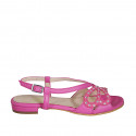 Sandale pour femmes avec strass en cuir et daim fuchsia talon 1 - Pointures disponibles:  33, 42