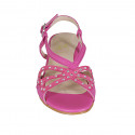 Sandale pour femmes avec strass en cuir et daim fuchsia talon 1 - Pointures disponibles:  33, 42