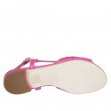 Sandale pour femmes avec strass en cuir et daim fuchsia talon 1 - Pointures disponibles:  33, 42