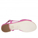 Sandale pour femmes avec strass en cuir et daim fuchsia talon 1 - Pointures disponibles:  33