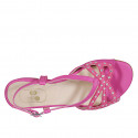 Sandale pour femmes avec strass en cuir et daim fuchsia talon 1 - Pointures disponibles:  33