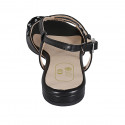 Sandalo da donna con strass in pelle e camoscio nero tacco 1 - Misure disponibili: 33, 34, 42, 43, 45