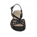 Sandale avec strass pour femmes en cuir et daim noir talon 1 - Pointures disponibles:  33, 34, 42, 43, 45