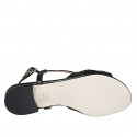 Sandale avec strass pour femmes en cuir et daim noir talon 1 - Pointures disponibles:  33, 34, 42, 43, 45