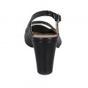 Woman's sandal in black leather and printed leather heel 8 - Available sizes:  32, 34, 42, 44