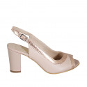 Woman's sandal in nude leather and printed leather heel 8 - Available sizes:  42, 44