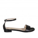 Chaussure ouverte pour femmes avec courroie en cuir noir talon 1 - Pointures disponibles:  32