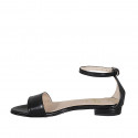 Chaussure ouverte pour femmes avec courroie en cuir noir talon 1 - Pointures disponibles:  32, 42