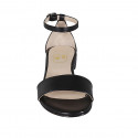 Chaussure ouverte pour femmes avec courroie en cuir noir talon 1 - Pointures disponibles:  32