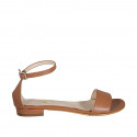 Chaussure ouverte pour femmes avec courroie en cuir cognac talon 1 - Pointures disponibles:  32, 33, 42, 43, 44, 45