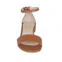 Chaussure ouverte pour femmes avec courroie en cuir cognac talon 1 - Pointures disponibles:  32, 42, 43, 44