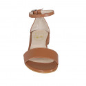 Zapato abierto para mujer con cinturon en piel cognac tacon 1 - Tallas disponibles:  32, 33, 42, 43, 44, 45