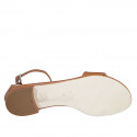 Chaussure ouverte pour femmes avec courroie en cuir cognac talon 1 - Pointures disponibles:  32, 42, 43, 44