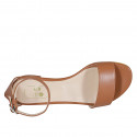 Chaussure ouverte pour femmes avec courroie en cuir cognac talon 1 - Pointures disponibles:  32, 42, 43, 44
