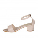 Woman's open shoe with ankle strap in nude leather heel 5 - Available sizes:  34, 42, 43, 44