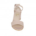 Woman's open shoe with ankle strap in nude leather heel 5 - Available sizes:  34, 42, 44