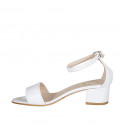 Woman's open shoe with strap in white leather heel 5 - Available sizes:  43, 44, 45