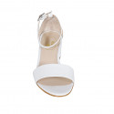 Woman's open shoe with strap in white leather heel 5 - Available sizes:  43, 44, 45