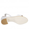 Zapato abierto para mujer con cinturon en piel blanca tacon 5 - Tallas disponibles:  43, 44, 45