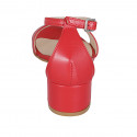 Zapato abierto para mujer con cinturon al tobillo en piel roja tacon 5 - Tallas disponibles:  34, 42, 43, 44, 45