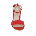 Scarpa aperta da donna con cinturino alla caviglia in pelle rossa tacco 5 - Misure disponibili: 34, 42, 43, 44, 45
