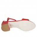 Scarpa aperta da donna con cinturino alla caviglia in pelle rossa tacco 5 - Misure disponibili: 34, 42, 43, 44, 45