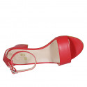 Woman's open shoe with ankle strap in red leather heel 5 - Available sizes:  34, 42, 43, 44, 45