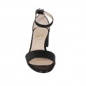 Chaussure ouverte pour femmes avec courroie à la cheville en cuir noir talon 5 - Pointures disponibles:  32, 42, 44