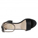 Woman's open shoe with ankle strap in black leather heel 5 - Available sizes:  32, 42, 44
