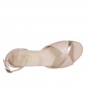 Woman's open strap shoe in nude leather and copper laminated leather heel 1 - Available sizes:  32, 42, 43, 44