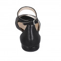 Woman's open shoe with strap in black leather and silver laminated leather heel 1 - Available sizes:  32, 34, 42, 43