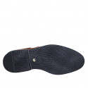 Chaussure derby à lacets et bout golf pour hommes en cuir et cuir perforé cognac - Pointures disponibles:  46