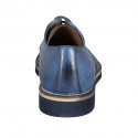 Man's laced derby shoe in blue leather and braided leather - Available sizes:  46, 47, 50